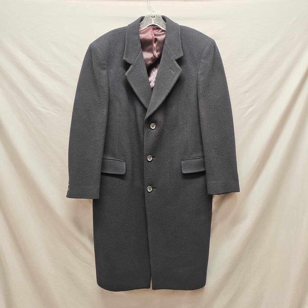 Maitland Of England Overcoat Mens 42R Black Wool Cashmere Dress Coat Long Winter